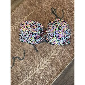 Victorias secret Strapless bikini top 34D pink green purple multicolor